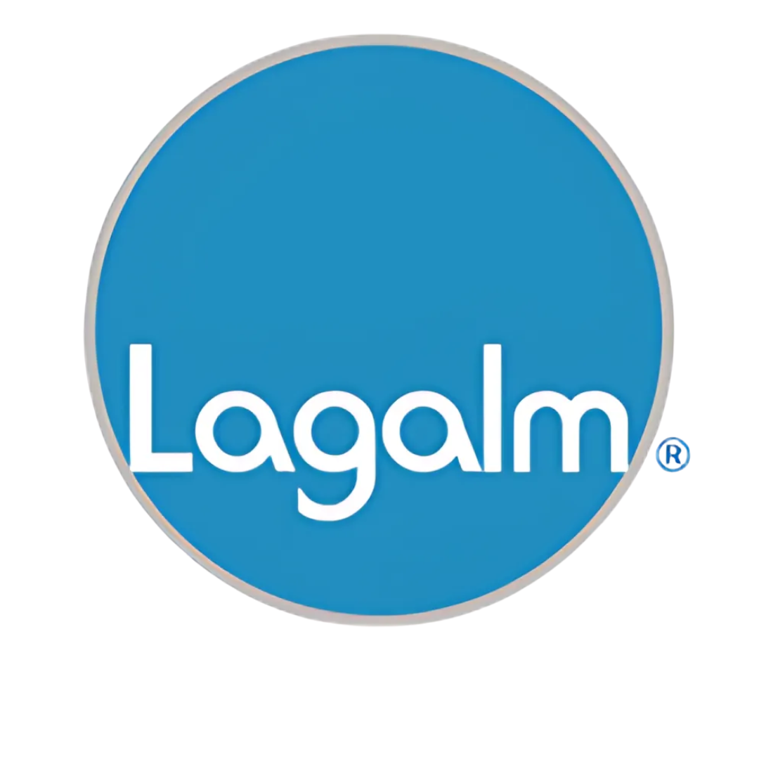 Logo upscaled Lagalm transparente white